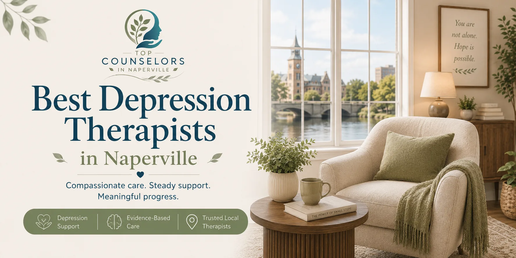 Top depression counselors in Naperville, IL supporting a client in a depression counseling session
